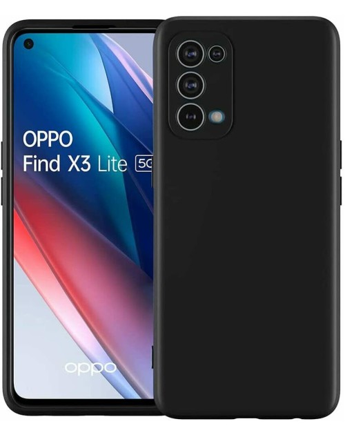 Liquid black silicone gel case cover for OPPO Find X3 Lite